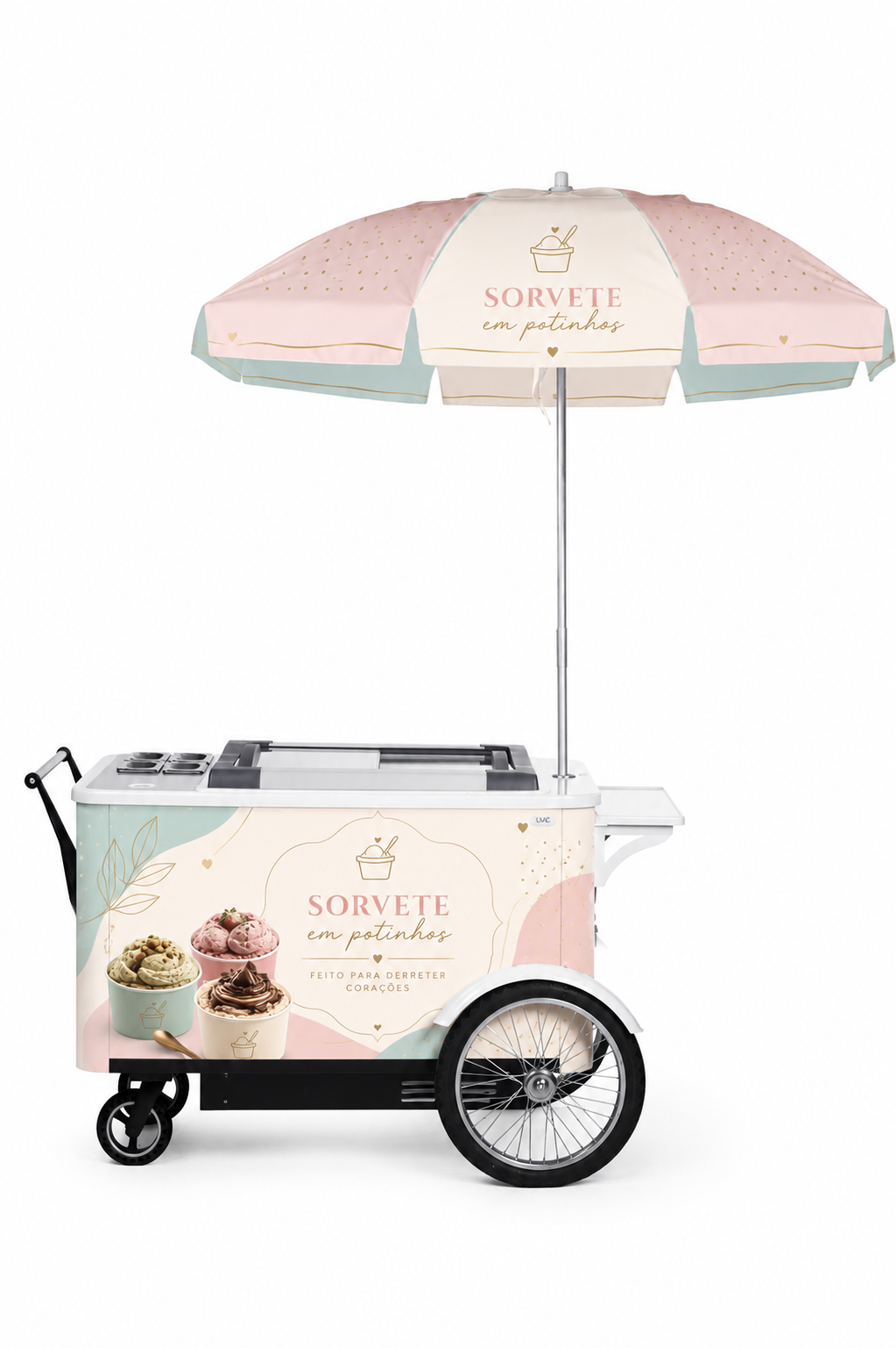 Carrinho Médio Gourmet com Freezer e Guarda sol